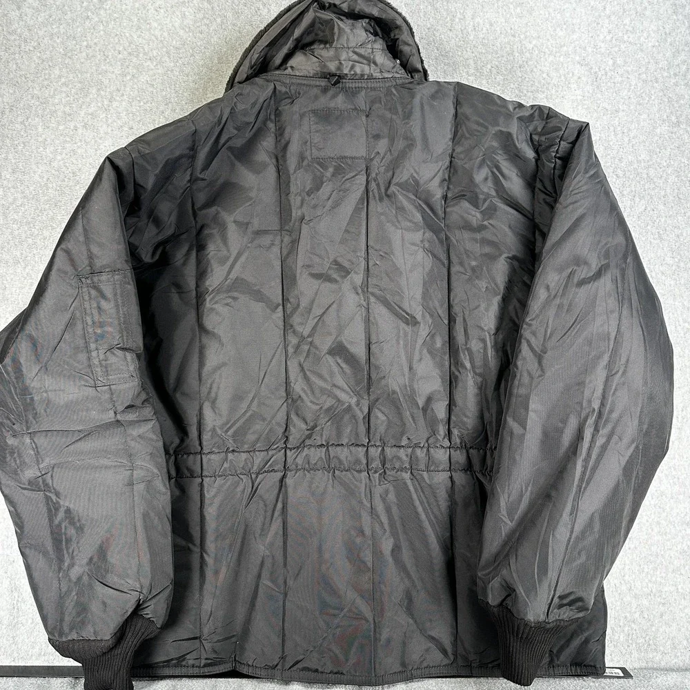 RefrigiWear Jacket Mens 3XL Black Quilted Insulated Faux Fur Workwear 0322R